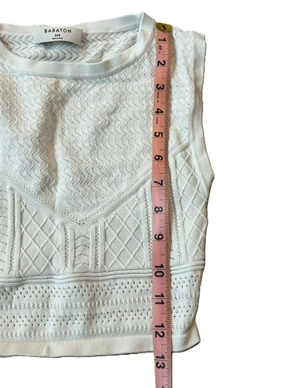 Aritzia Babaton Pointelle Cropped Tank Top White Woven Knit Size XXS - Picture 4 of 6